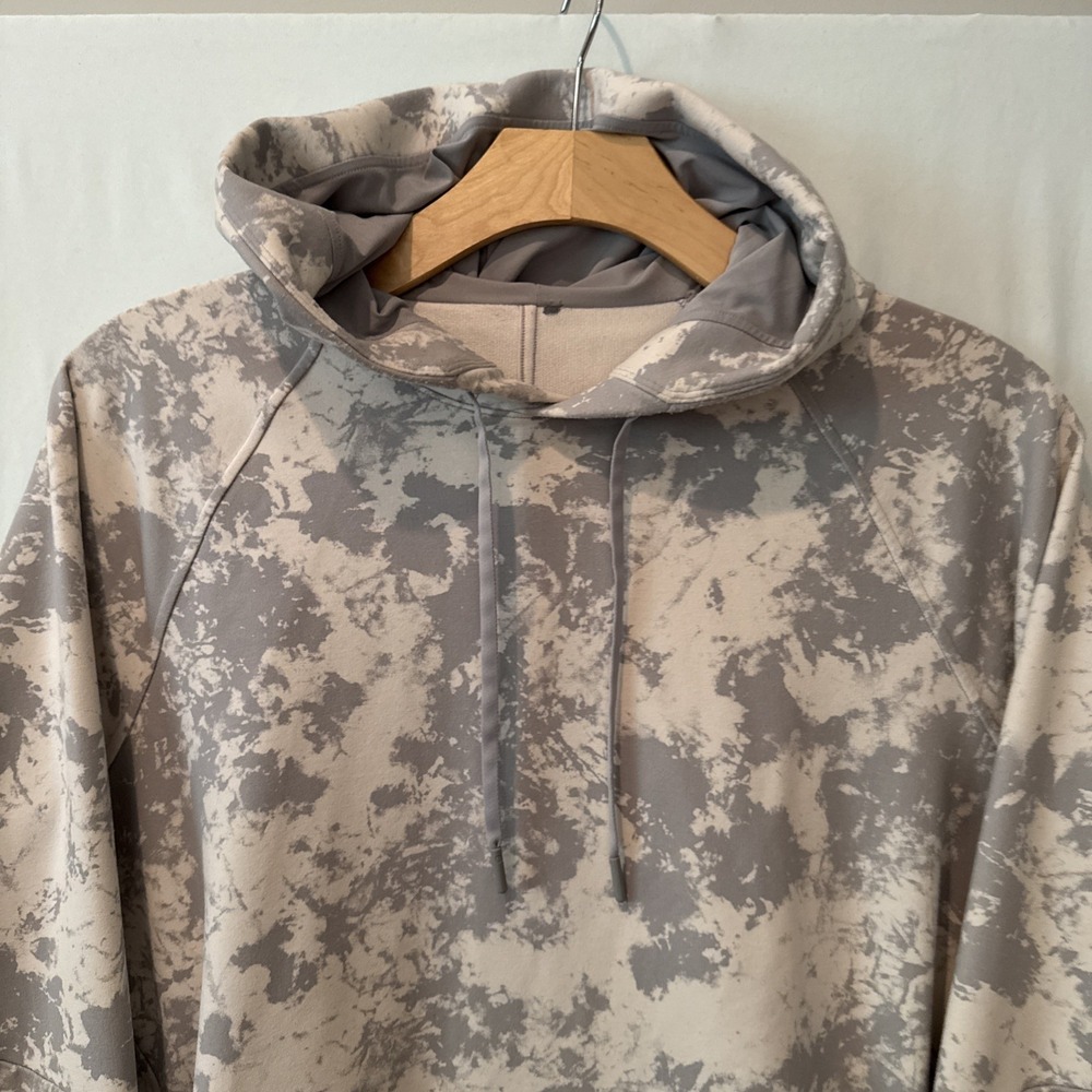 Lululemon Mens City Sweat Pullover Hoodie Grey White Camo Print Size LG LM3CKLS